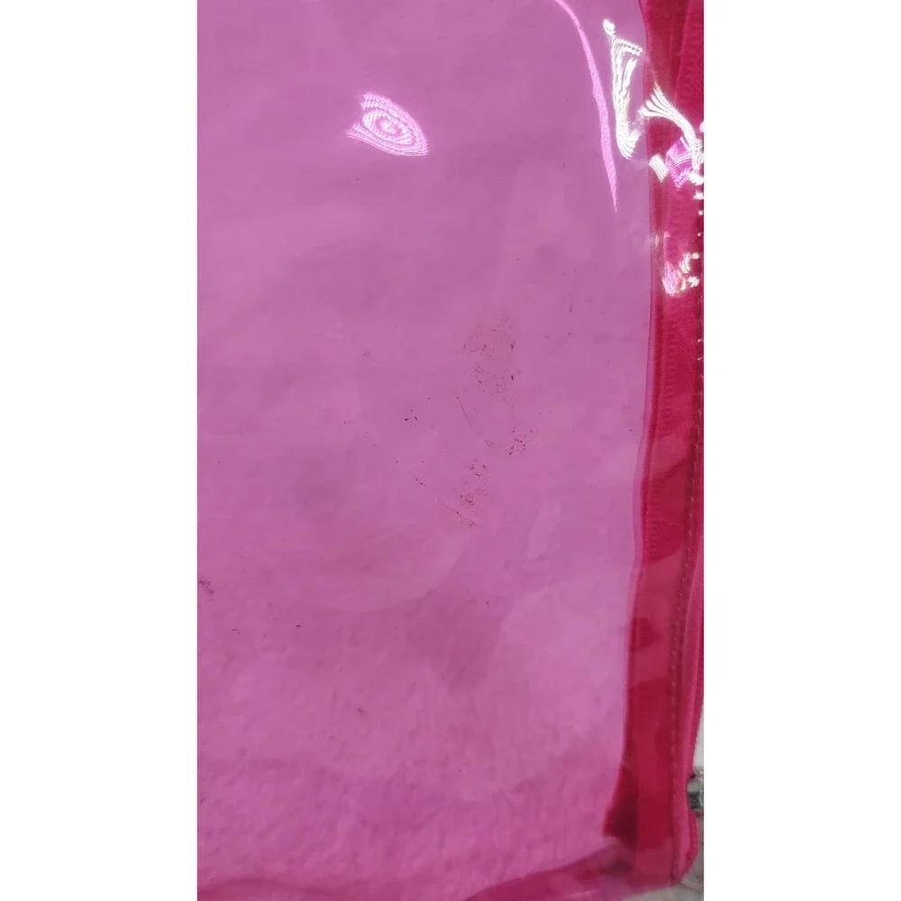 ​Clear Pink Transparent Plastic Travel Cosmetic Makeup Bag Zipper Pouch Organize